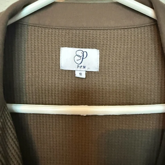 Chic Brown Waffle Knit Shacket - Picture 3 of 6